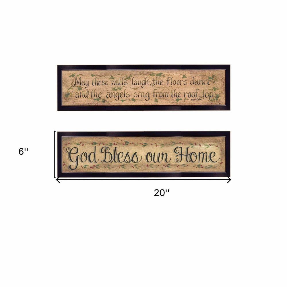 Set Of Two Blessed Home Black Framed Print Wall Art - Homeroots - Flyclothing LLC