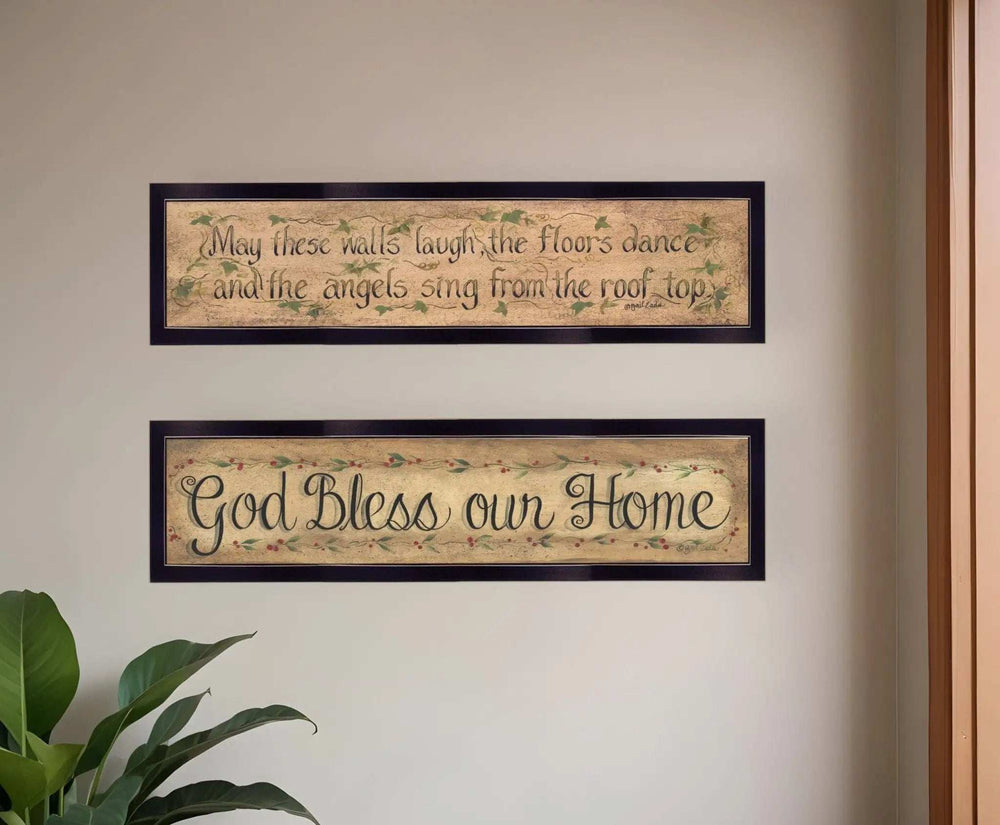 Set Of Two Blessed Home Black Framed Print Wall Art - Homeroots - Flyclothing LLC