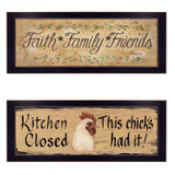Set Of Two Faith*Family*Friends and This Chick Black Framed Print Kitchen Wall Art - Homeroots - Flyclothing LLC