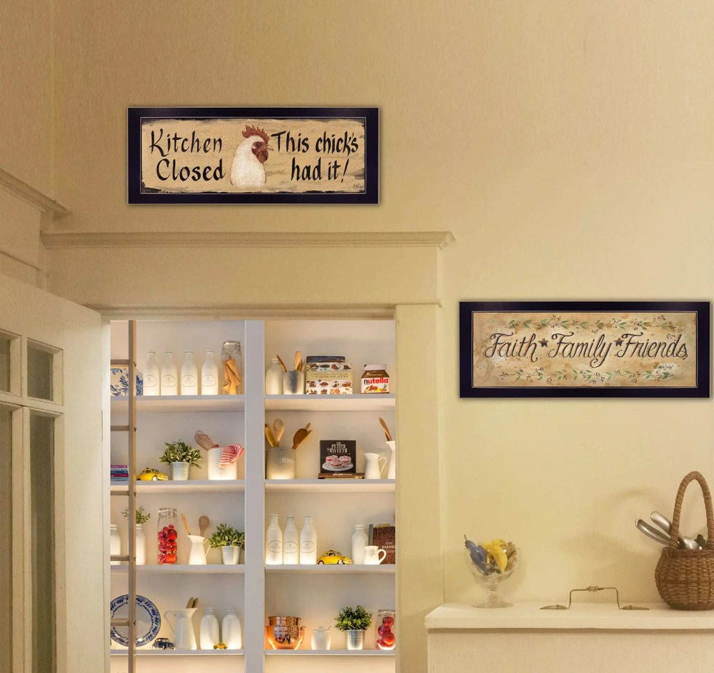 Set Of Two Faith*Family*Friends and This Chick Black Framed Print Kitchen Wall Art - Homeroots - Flyclothing LLC