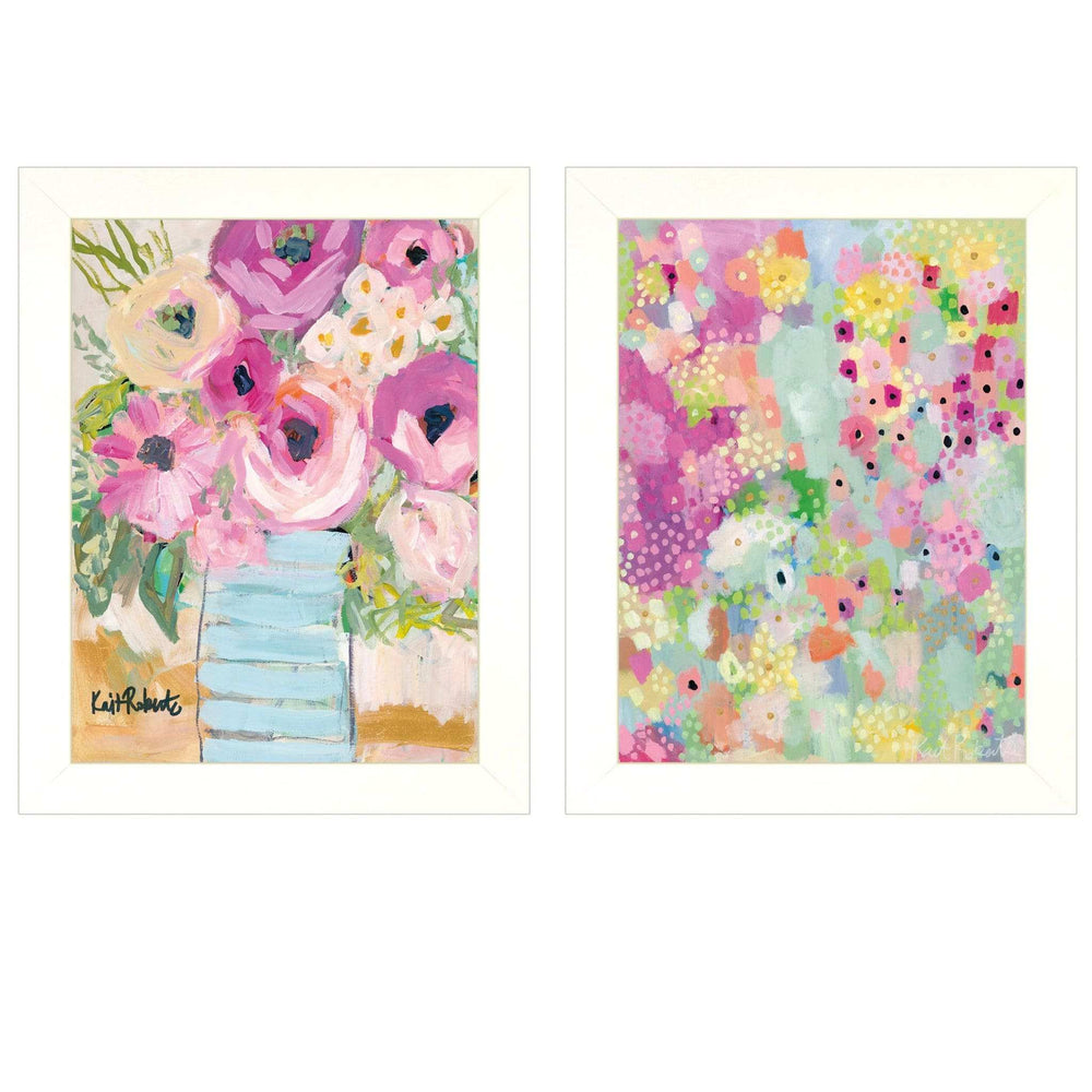 Set Of Two Floral Designs White Framed Print Wall Art - Homeroots - Flyclothing LLC