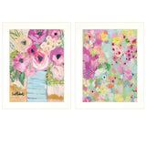 Set Of Two Floral Designs White Framed Print Wall Art - Homeroots - Flyclothing LLC