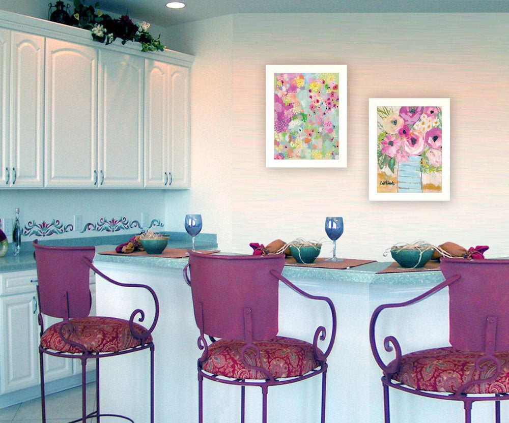 Set Of Two Floral Designs White Framed Print Wall Art - Homeroots - Flyclothing LLC