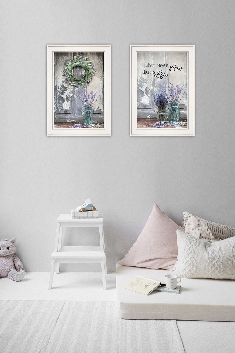 Set Of Two Where There is Love 1 White Framed Print Wall Art - Homeroots - Flyclothing LLC