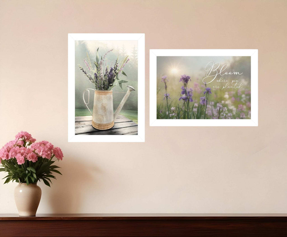 Set Of Two Bloom Where You are Planted 3 White Framed Print Wall Art - Homeroots - Flyclothing LLC