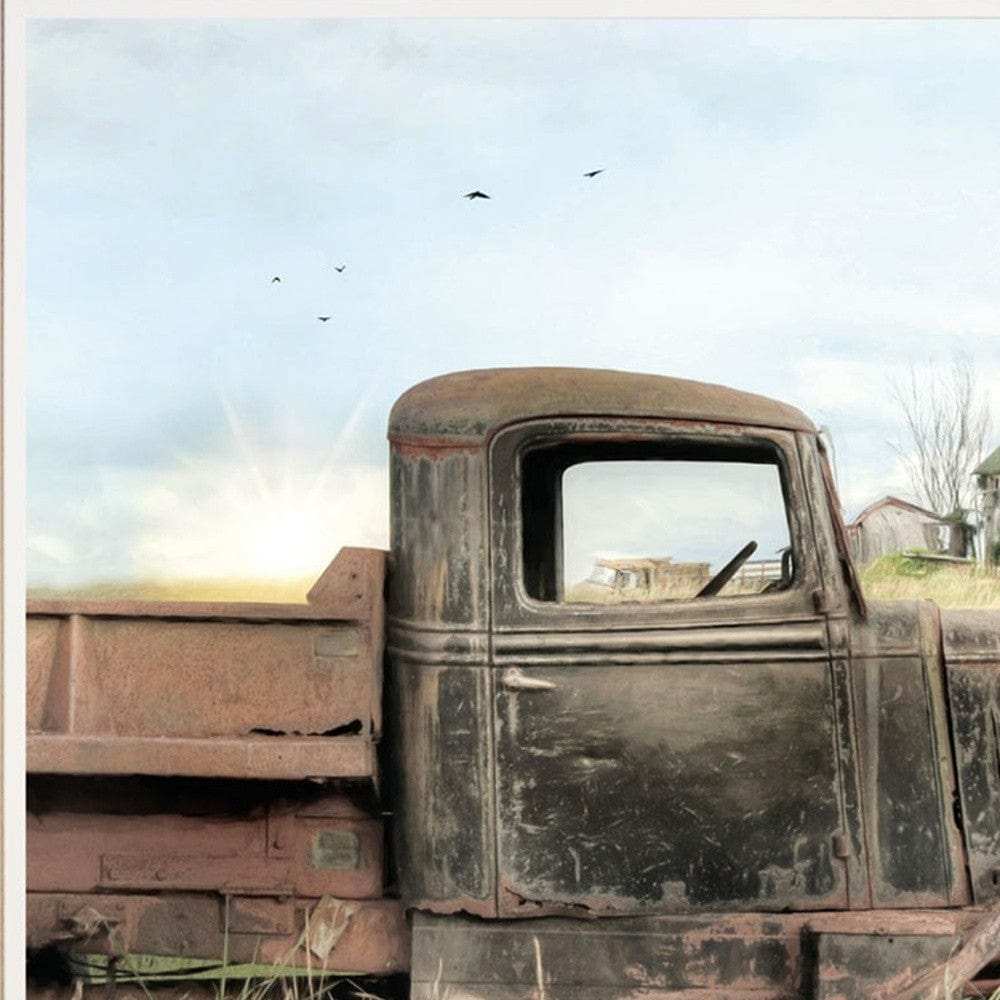 Set Of Two Vintage Farm Trucks 1 White Framed Print Wall Art - Homeroots - Flyclothing LLC