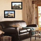 Set Of Two Vintage Farm Trucks 2 Black Framed Print Wall Art - Homeroots - Flyclothing LLC