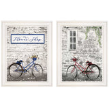 Set Of Two Romantic Bicycles 1 White Framed Print Wall Art - Homeroots - Flyclothing LLC