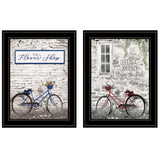 Set Of Two Romantic Bicycles 2 Black Framed Print Wall Art - Homeroots - Flyclothing LLC