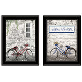 Set Of Two Romantic Bicycles 2 Black Framed Print Wall Art - Homeroots - Flyclothing LLC