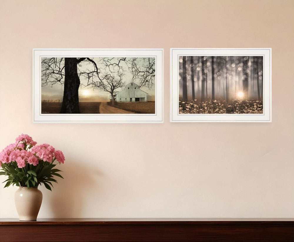 Set Of Two Enchanted Sunrise 1 White Framed Print Wall Art - Homeroots - Flyclothing LLC