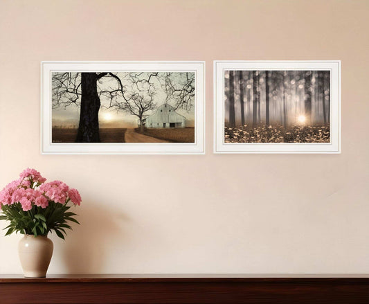 Set Of Two Enchanted Sunrise 1 White Framed Print Wall Art - Homeroots - Flyclothing LLC