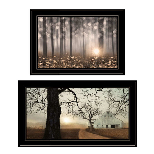 Set Of Two Enchanted Sunrise 2 Black Framed Print Wall Art - Homeroots - Flyclothing LLC