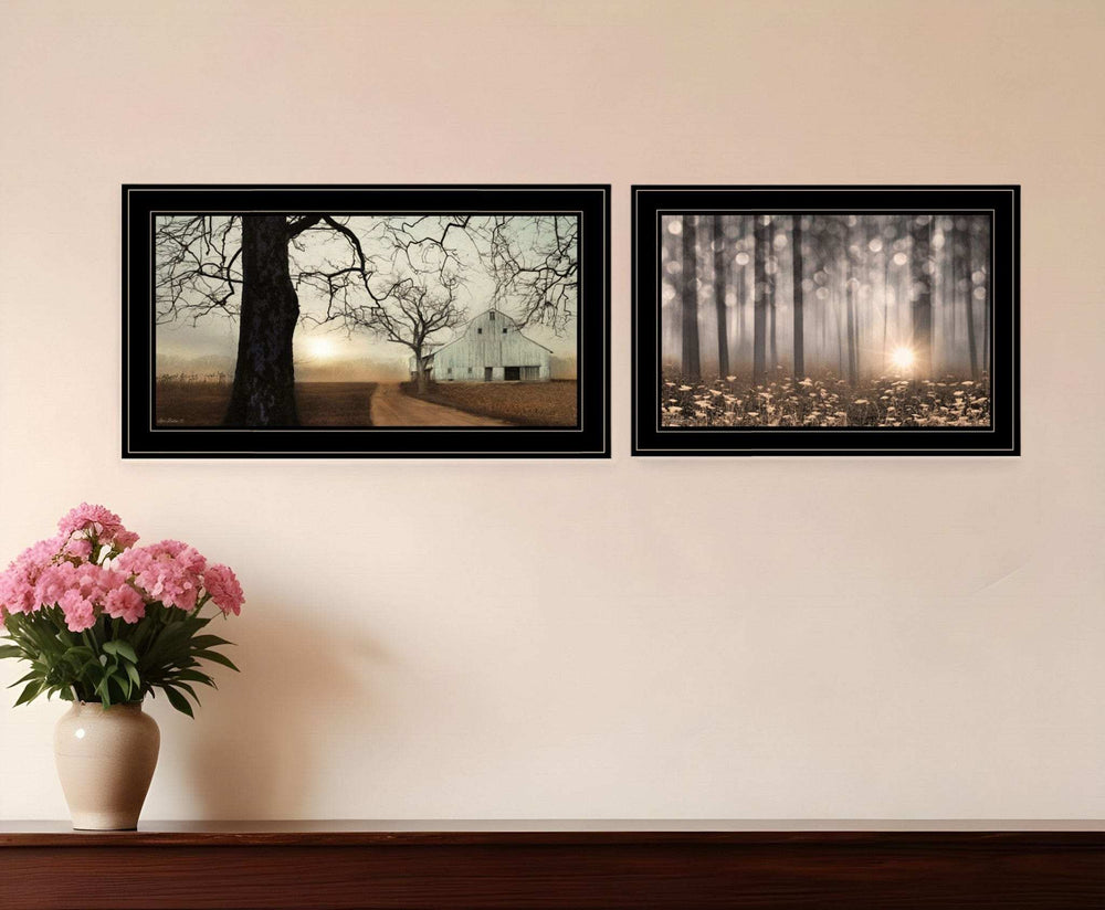 Set Of Two Enchanted Sunrise 2 Black Framed Print Wall Art - Homeroots - Flyclothing LLC