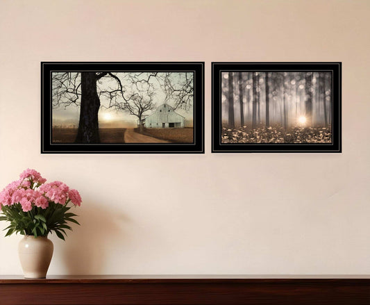 Set Of Two Enchanted Sunrise 2 Black Framed Print Wall Art - Homeroots - Flyclothing LLC