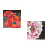 Set Of Two Blooms on Black 1 White Framed Print Wall Art - Homeroots - Flyclothing LLC