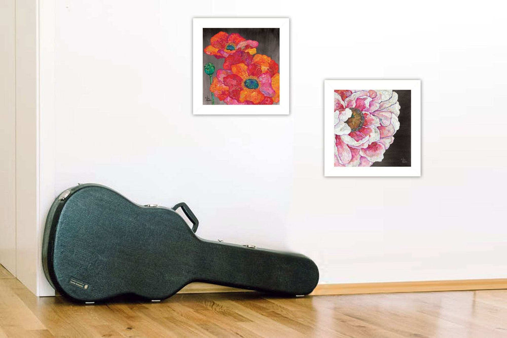 Set Of Two Blooms on Black 1 White Framed Print Wall Art - Homeroots - Flyclothing LLC