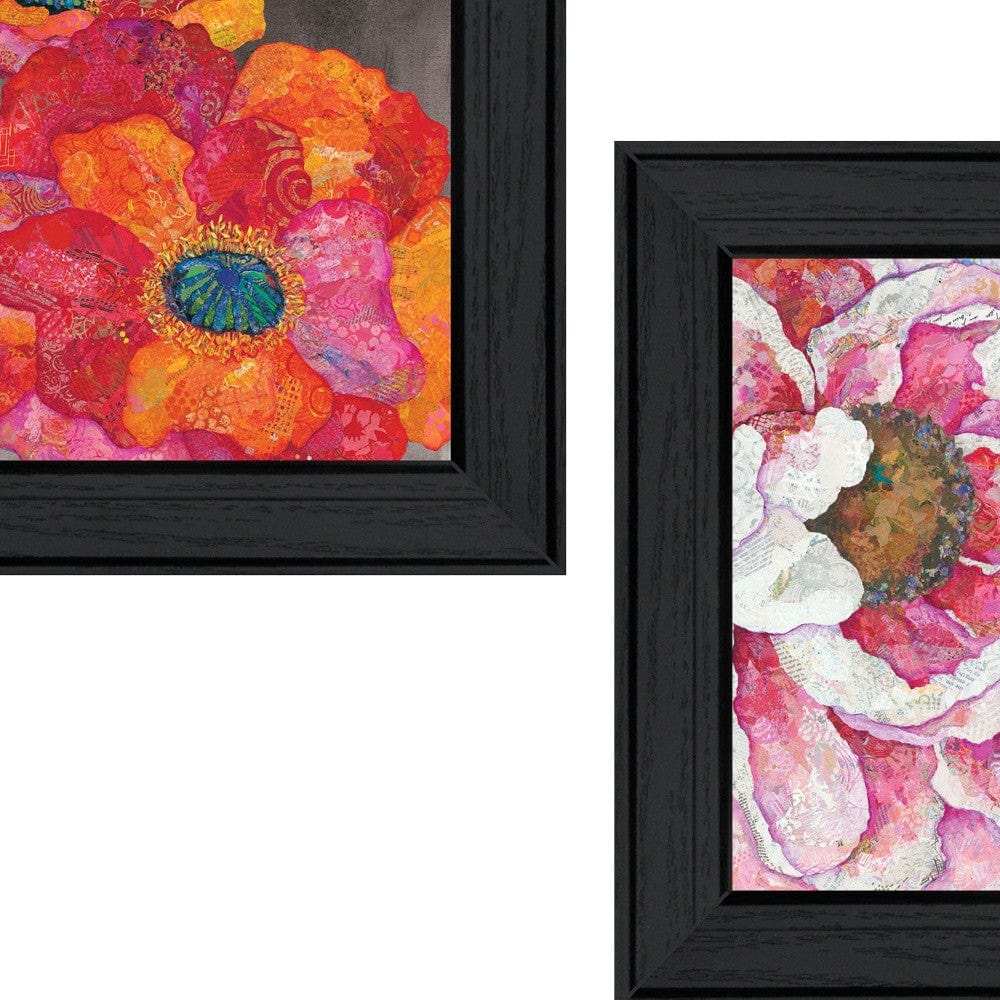 Set Of Two Blooms on Black 2 Black Framed Print Wall Art - Homeroots - Flyclothing LLC