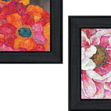 Set Of Two Blooms on Black 2 Black Framed Print Wall Art - Homeroots - Flyclothing LLC