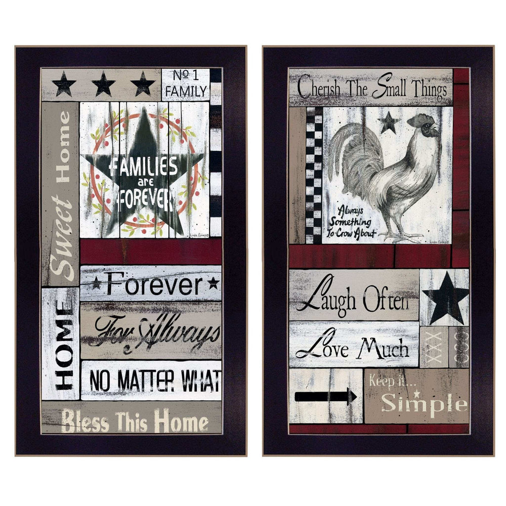 Set Of Two Family Wisdom Cherish The Small things Black Framed Print Wall Art - Homeroots - Flyclothing LLC