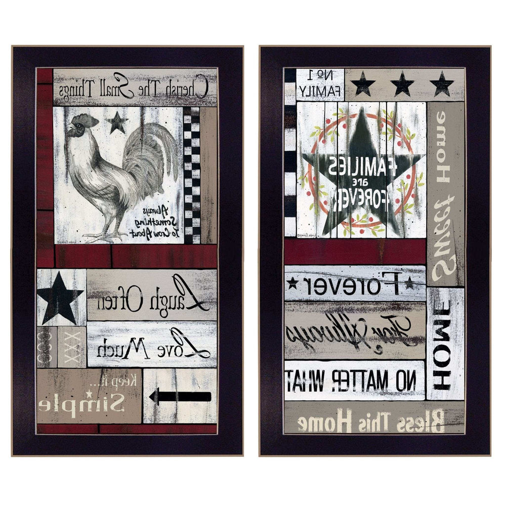 Set Of Two Family Wisdom Cherish The Small things Black Framed Print Wall Art - Homeroots - Flyclothing LLC