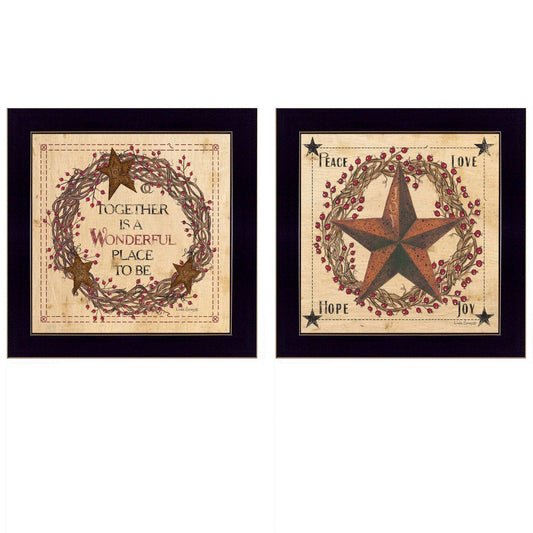 Set Of Two Together is a wonderful Place Black Framed Print Wall Art - Homeroots - Flyclothing LLC