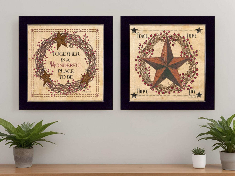 Set Of Two Together is a wonderful Place Black Framed Print Wall Art - Homeroots - Flyclothing LLC