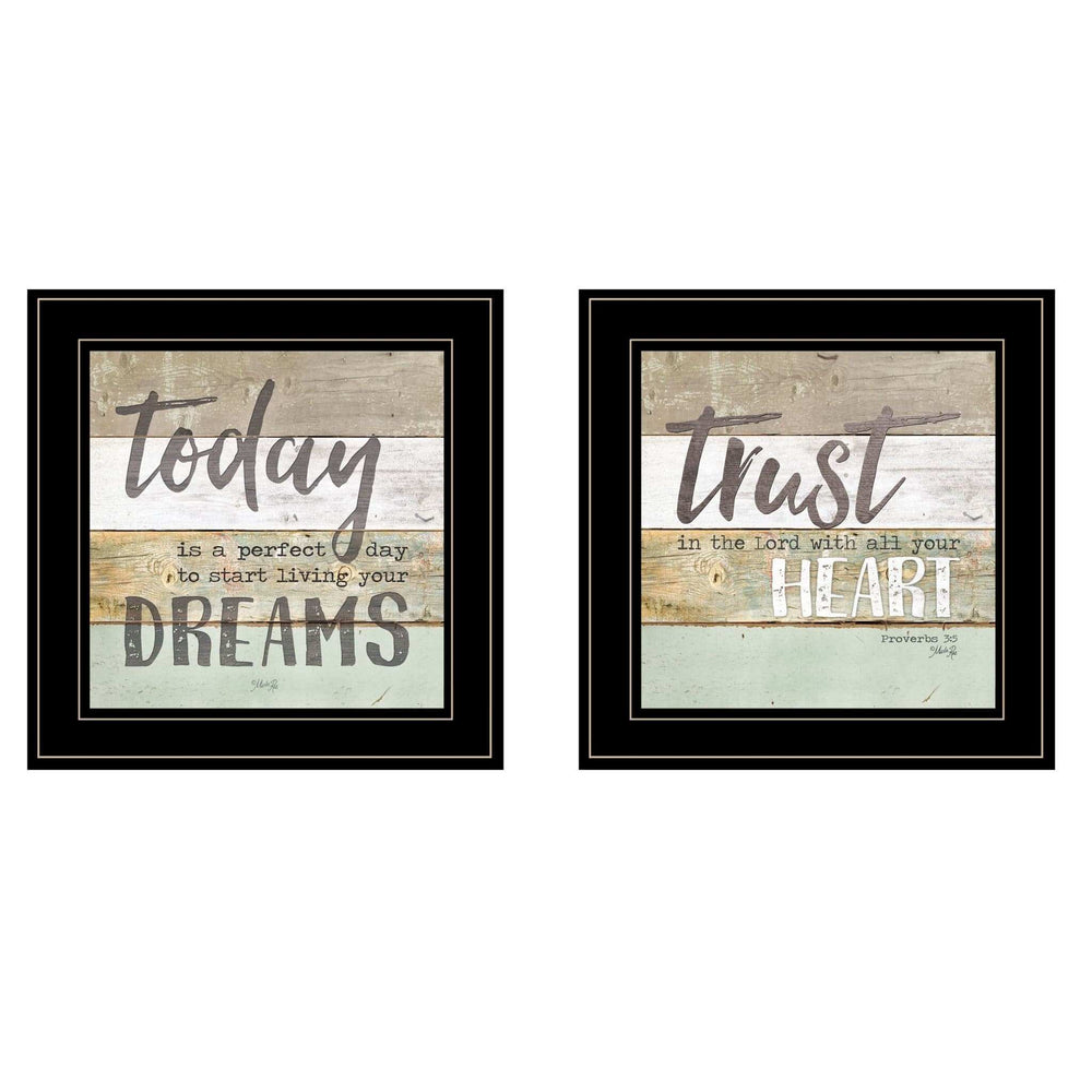 Set Of Two Trust in the Lord Black Framed Print Wall Art - Homeroots - Flyclothing LLC