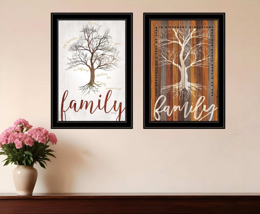 Set Of Two Family Tree or Roots 2 Black Framed Print Wall Art - Homeroots - Flyclothing LLC