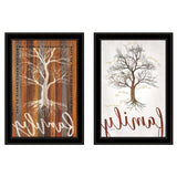 Set Of Two Family Tree or Roots 2 Black Framed Print Wall Art - Homeroots - Flyclothing LLC