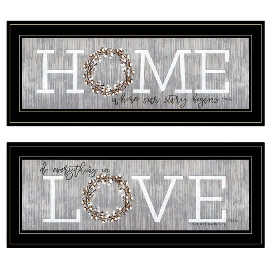 Set Of Two Where Our Story Begins 2 Black Framed Print Wall Art - Homeroots - Flyclothing LLC