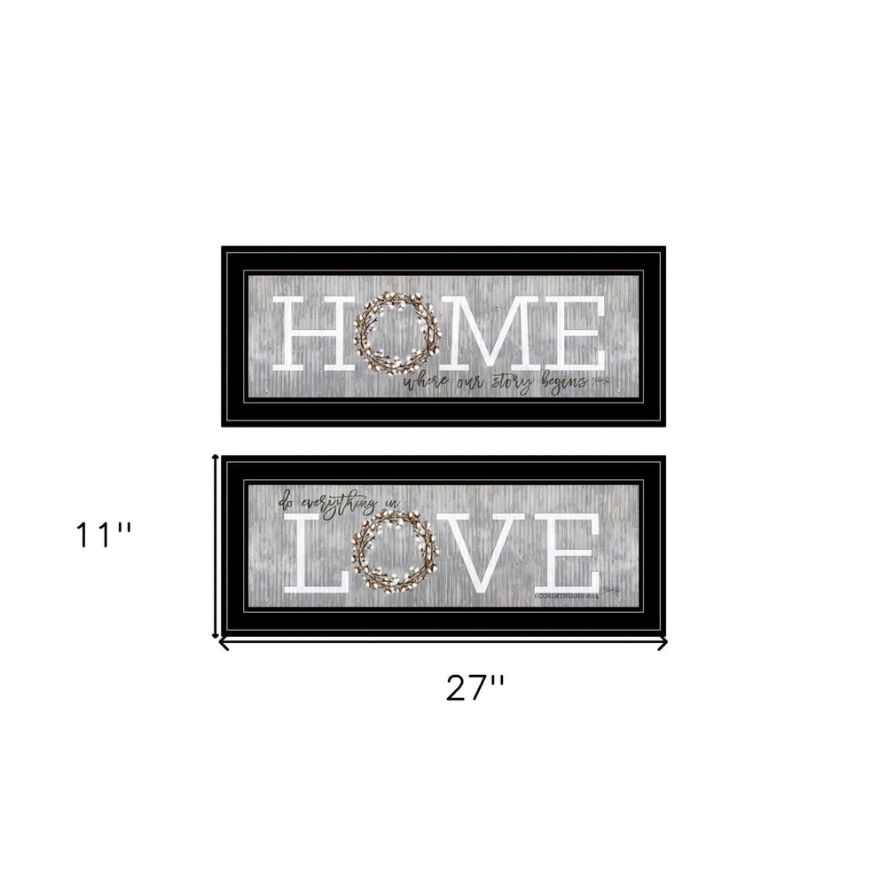 Set Of Two Where Our Story Begins 2 Black Framed Print Wall Art - Homeroots - Flyclothing LLC