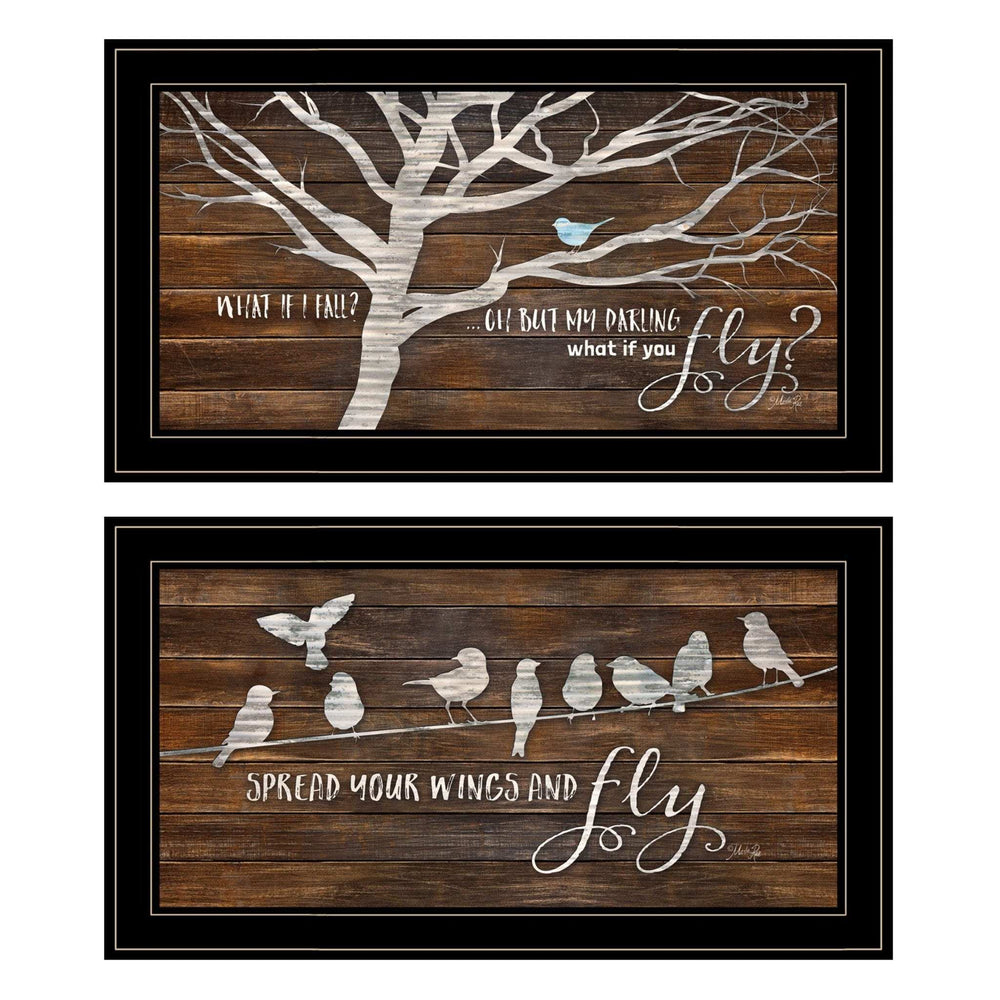 Set Of Two Spread Your Wings 2 Black Framed Print Wall Art - Homeroots - Flyclothing LLC
