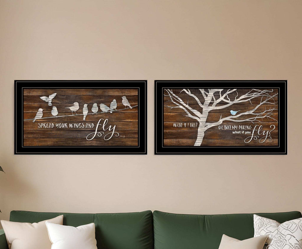 Set Of Two Spread Your Wings 2 Black Framed Print Wall Art - Homeroots - Flyclothing LLC