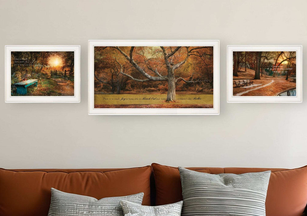 Set Of Three Tranquil Spaces 1 White Framed Print Wall Art - Homeroots - Flyclothing LLC