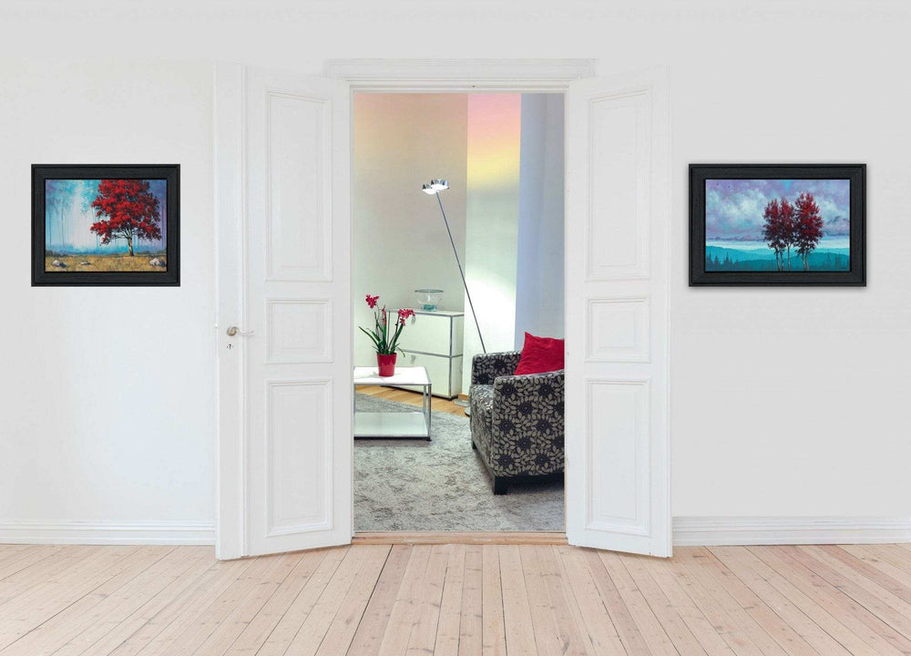 Set Of Two Red Trees 2 Black Framed Print Wall Art - Homeroots - Flyclothing LLC