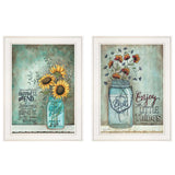 Set Of Two Enjoy the Little Things or Happiness 1 White Framed Print Wall Art - Homeroots - Flyclothing LLC