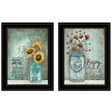 Set Of Two Enjoy the Little Things or Happiness 2 Black Framed Print Wall Art - Homeroots - Flyclothing LLC