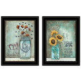 Set Of Two Enjoy the Little Things or Happiness 2 Black Framed Print Wall Art - Homeroots - Flyclothing LLC