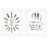 Set Of Two Good Vibes 1 White Framed Print Wall Art - Homeroots - Flyclothing LLC