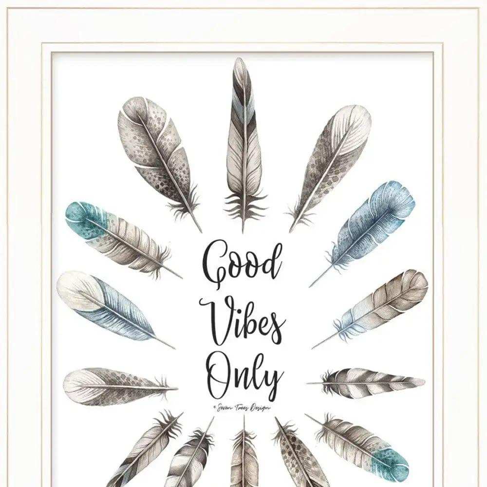 Set Of Two Good Vibes 1 White Framed Print Wall Art - Homeroots - Flyclothing LLC