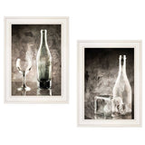 Set Of Two Moody Gray Glassware Still Life 1 White Framed Print Kitchen Wall Art - Homeroots - Flyclothing LLC