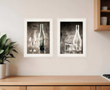 Set Of Two Moody Gray Glassware Still Life 1 White Framed Print Kitchen Wall Art - Homeroots - Flyclothing LLC