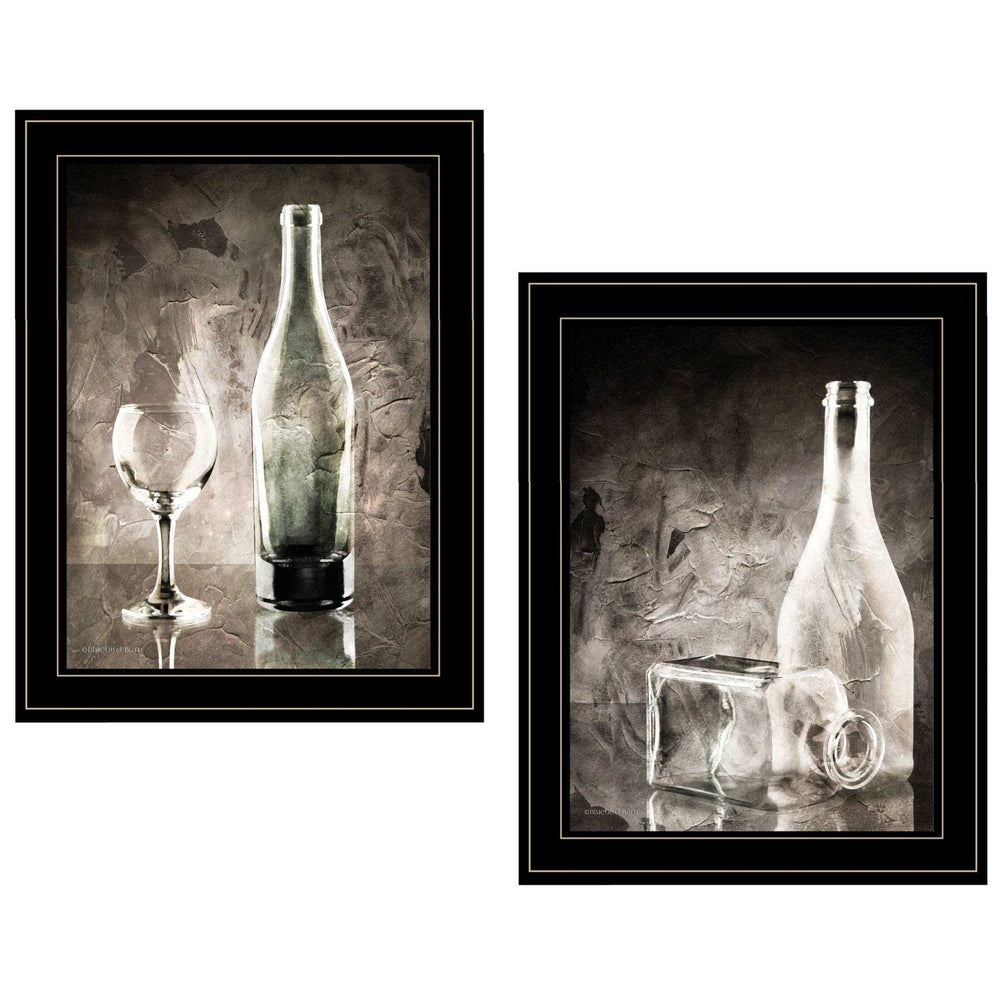 Set Of Two Moody Gray Glassware Still Life 3 Black Framed Print Kitchen Wall Art - Homeroots - Flyclothing LLC