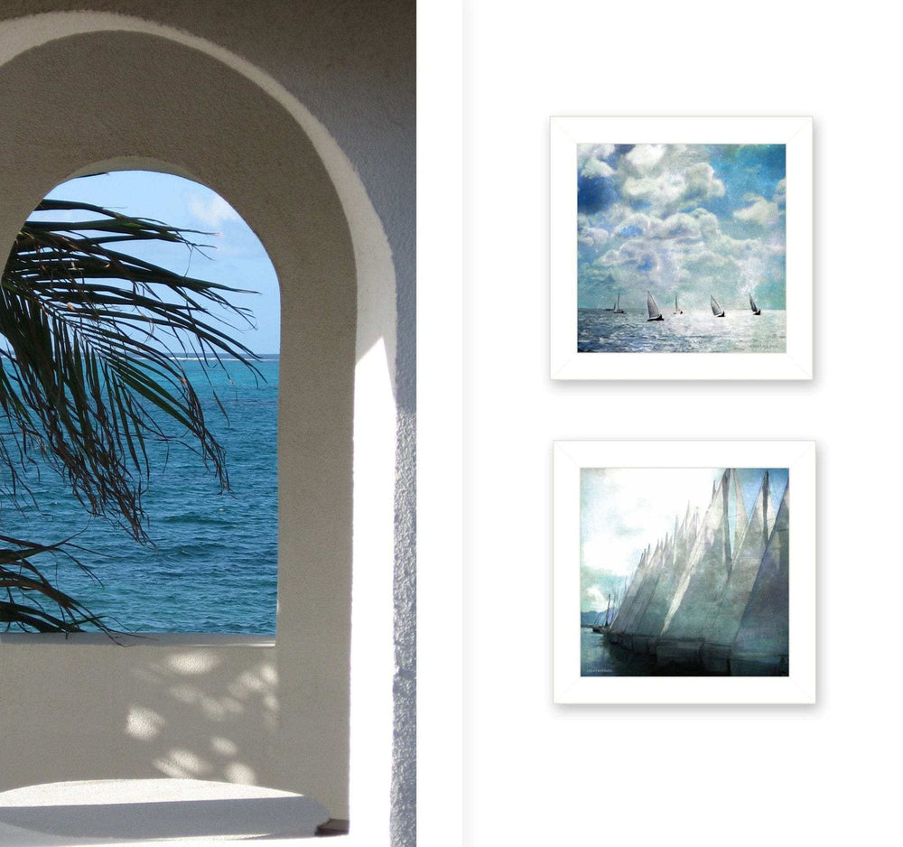 Set Of Two Sailboat Marina 1 White Framed Print Wall Art - Homeroots - Flyclothing LLC