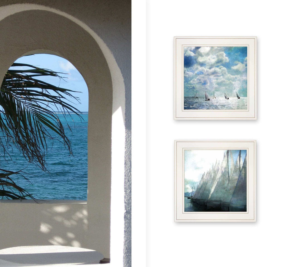 Set Of Two Sailboat Marina 2 White Framed Print Wall Art - Homeroots - Flyclothing LLC