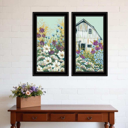 Set Of Two Floral Field 2 Black Framed Print Wall Art - Homeroots - Flyclothing LLC