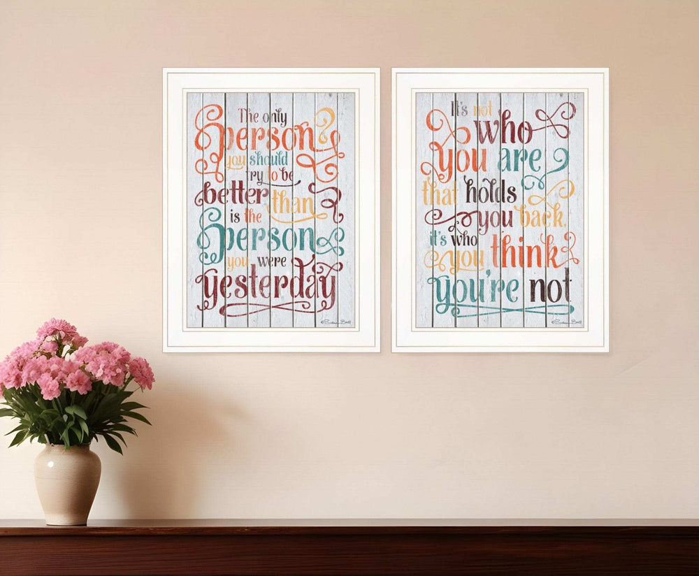 Set Of Two The Only Person 1 White Framed Print Wall Art - Homeroots - Flyclothing LLC
