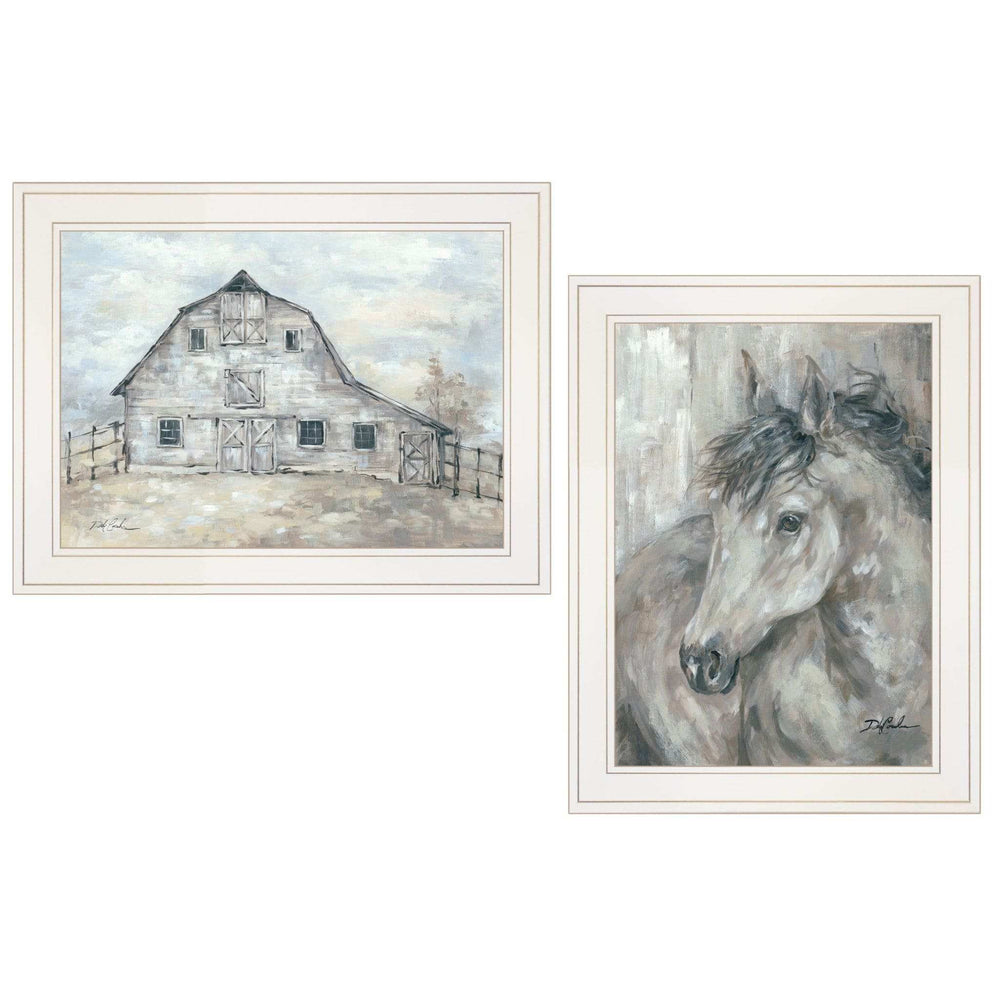 Set Of Two TRUE Spirit Horses 1 White Framed Print Wall Art - Homeroots - Flyclothing LLC