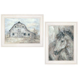 Set Of Two TRUE Spirit Horses 1 White Framed Print Wall Art - Homeroots - Flyclothing LLC